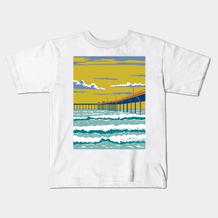 Ocean Beach Municipal Pier or OB Pier in San Diego County California WPA Poster Art Kids T-Shirt